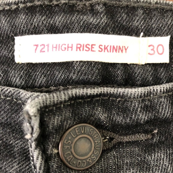 Levi's 721 High Rise Distressed Black Jeans Size 30 - Picture 3 of 9